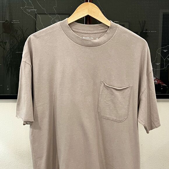 Abercrombie & Fitch - Soft Essentials Long Line T-shirt Raw Hem Medium - Taupe - Picture 4 of 6